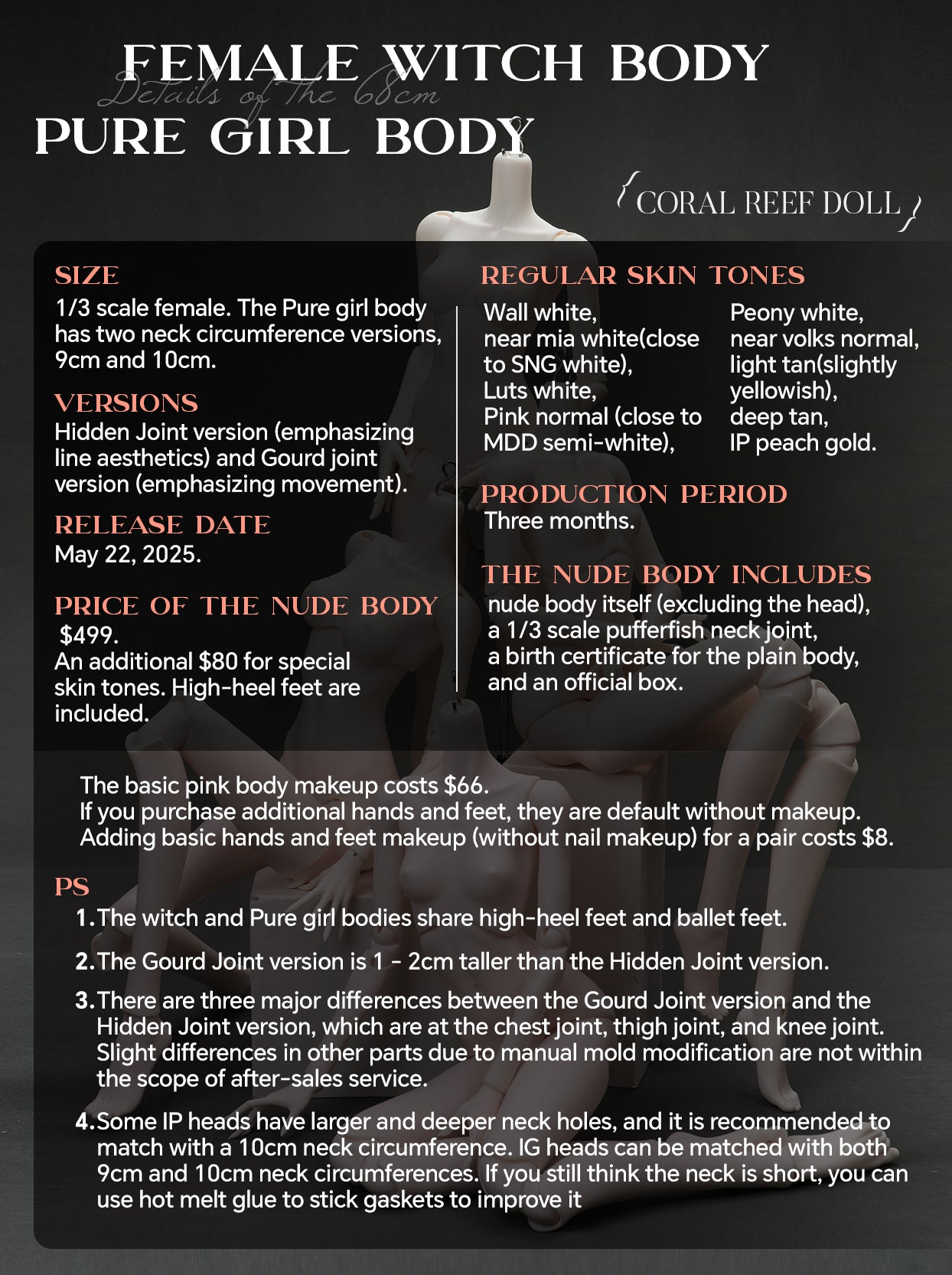 68cm female witch body